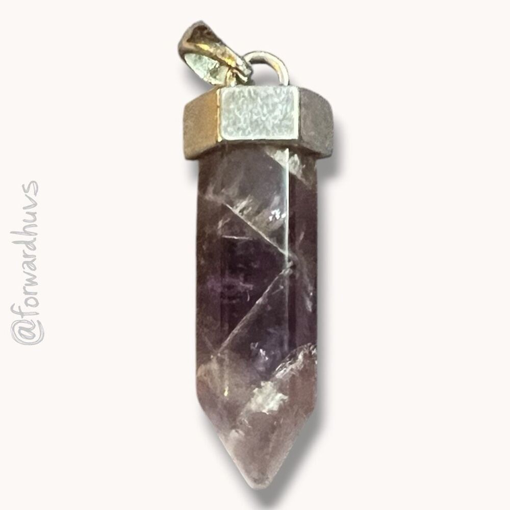 Amethyst Crystal Point Pendant with Untested Silver Bale – 1.5”